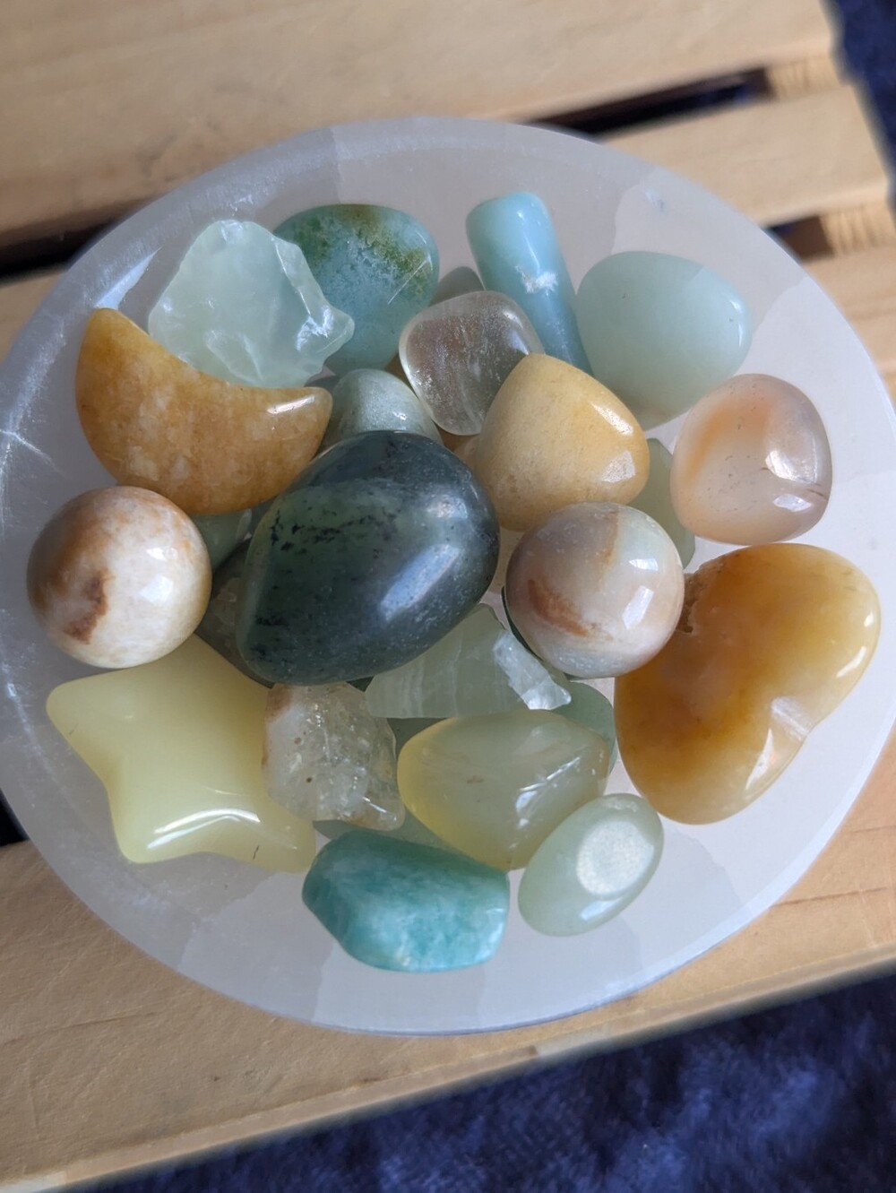 Optimism & New Beginnings Bowl ☀️ Amazonite Yellow & Green Aventurine ✨Prehnite